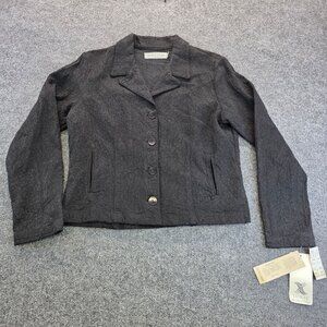 Vintage Action Wear Embroidered Blazer Jacket M Black Deadstock 90s Preppy Retro